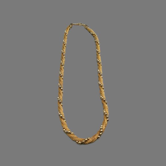 Avon Twisted Gold Chain Necklace with Gold Beads, Vintage Jewelry - Picture 3 of 6